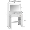 Vanity Desk With Mirror, Compact Makeup Vanity Table With 2 Large Drawers, Shelves, 3 Color Modes Adjustable Light, White - 4 of 4