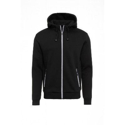 Blu Rock Men's Slim Fit Faux Shearling  Fleece Lined Reflective Tech Full Zip Hoodie