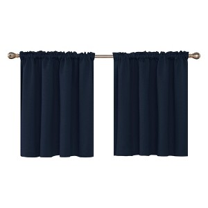 Deconovo Rod Pocket Solid Window Valance Curtains (2 Panels, Light Filtering, OEKO-TEX Certified) - 1 of 4