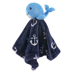 Hudson Baby Infant Boys Animal Face Security Blanket, Boy Whale, One Size - 1 of 2