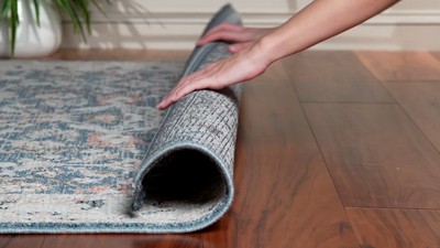 Ivory and Navy Hand-Knotted Wool Area Rug 8' x 10'