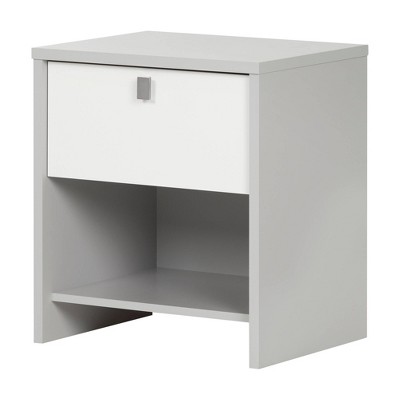 Soft Gray and White 1-Drawer Kids' Nightstand