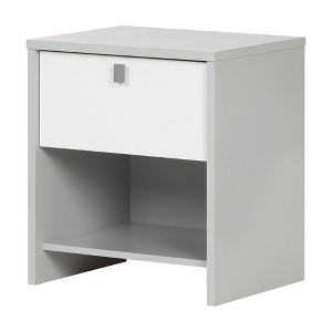 Cookie 1-Drawer Kids' Nightstand Soft Gray and Pure White - South Shore: Modern Toddler Nightstand Table - 1 of 4