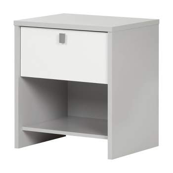 Cookie 1-Drawer Kids' Nightstand  Soft Gray and Pure White  - South Shore