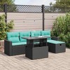 vidaXL 6 Piece Patio Sofa Set with Cushions Gray Poly Rattan Acacia - 2 of 4