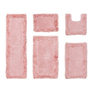 Shaggy Border Collection 5-Piece Bath Rug Set 100% Cotton Tufted Weave Ruffle Border Pattern Bathroom Rug for Machine Washable Bathmat - 1 of 4