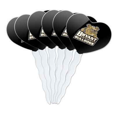 Bryant University Secondary Logo Heart Love Cupcake Picks Toppers Decoration Set of 6