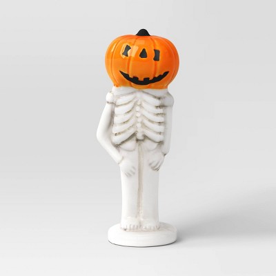Skeleton with Jack O' Lantern Head Ceramic Character Decorative Sculpture - Hyde and EEK! Boutique™ Off-White
