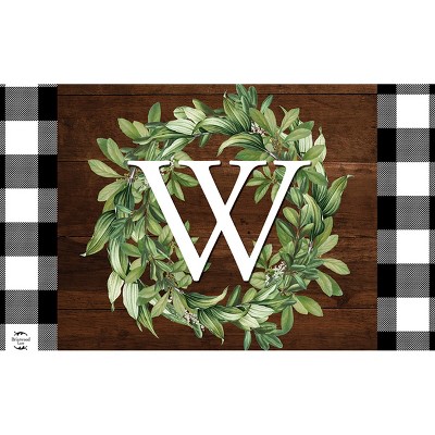 Briarwood Lane Everyday Doormat 30x18 Indoor Outdoor Wreath Monogram Letter W Doormat