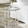 55 Downing Street Modern Minimalist Glass Round Accent Side End Table 24 3/4" Wide Clear Gold Rings for Living Room Bedroom Bedside Entryway House - 2 of 4