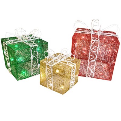 Novelty Lights Led Pre-lit Red/green/gold Gift Boxes At Christmas For ...