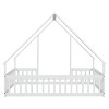 Okak Twin/Full Size House-Style Bed Frame with Fence Guardrails,Modern Floor Bed for Toddlers/Kids Bedroom - 2 of 4