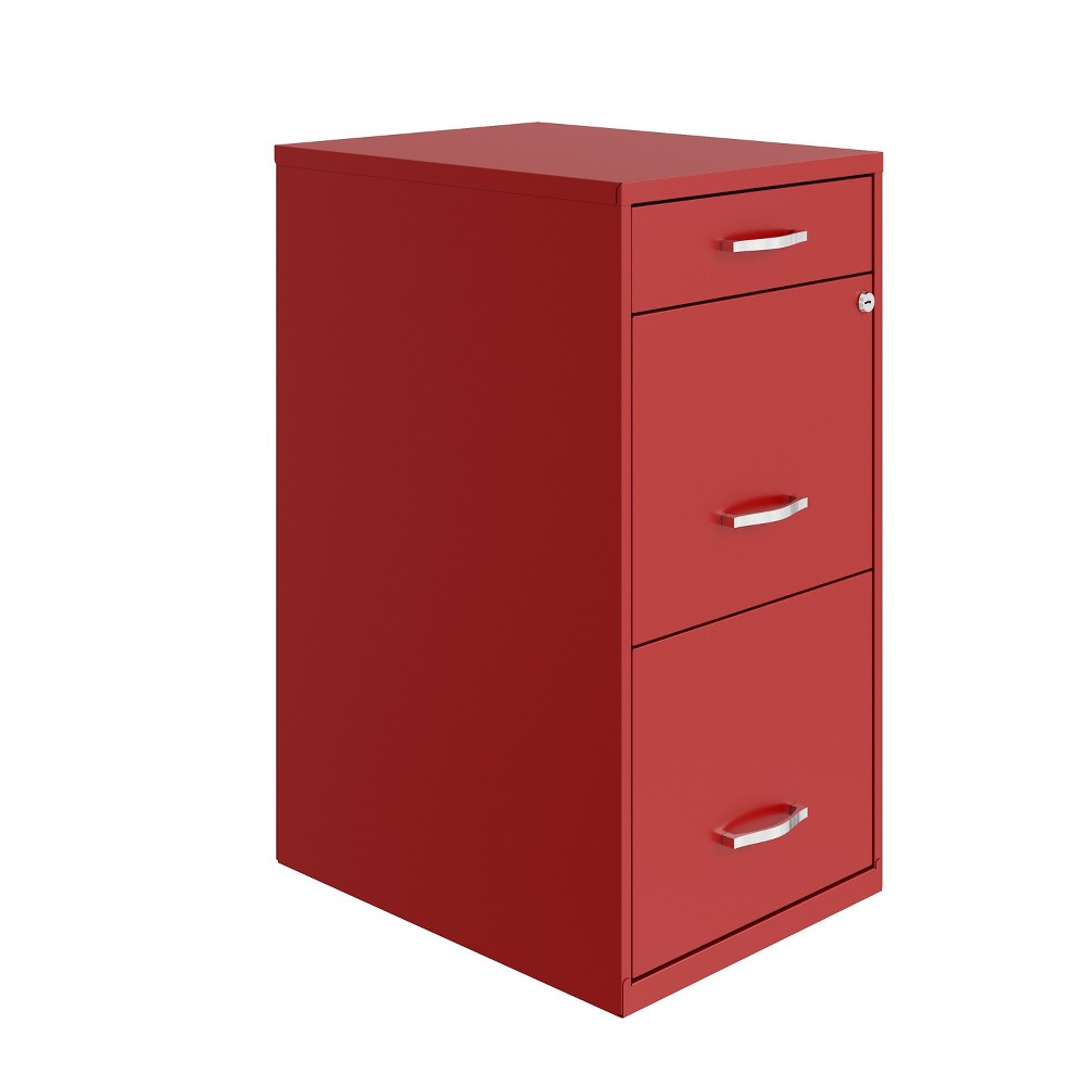 Space Solutions 3 Drawer Letter Width Vertical File Cabinet with Pencil Drawer Lava Red