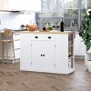 HOMCOM 47" Fluted-Style Wooden Kitchen Island, Kitchen Countertop Storage Cabinet with Drop Leaf, Drawer, Open Shelves, Storage, White - 2 of 4