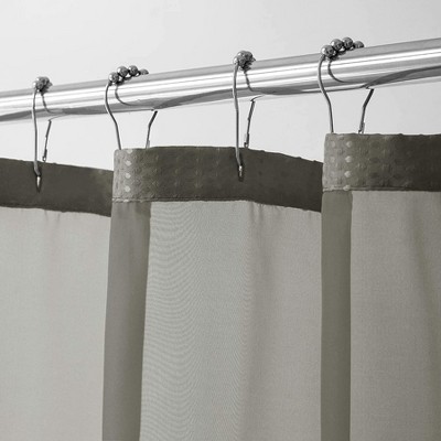 Gray Waffle Weave Fabric Shower Curtain with Detachable Liner