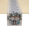 Unique Bargains Christmas Table Runner Flowerpot with Snowman Linen Blue White 72"x13" 1 Pc - 4 of 4