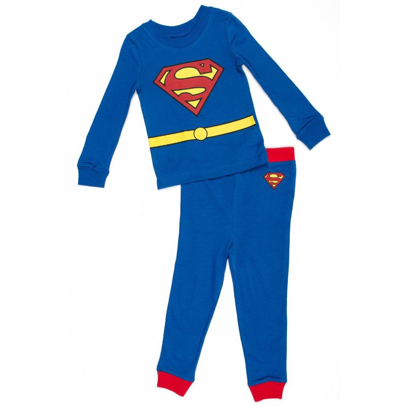 DC Comics Boys Classic Superman Outfit Costume Kids Pajama Set, 2 of 4