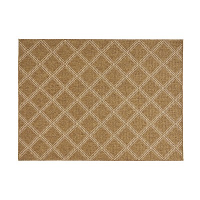 GDFStudio Althoff 5'3" x 7' Indoor/Outdoor Diamond Pattern Area Rug, Natural Brown