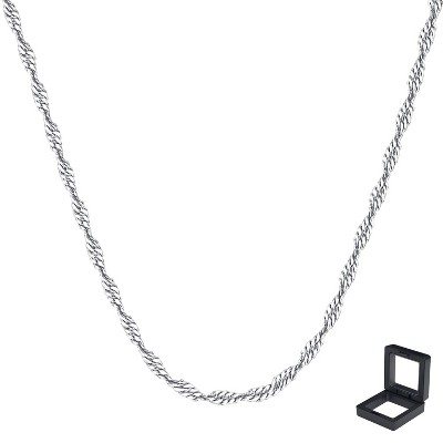 Wave Chain 925 Silver for Women - Adjustable Elegant Necklace 50cm No Pendant, Gift for Girlfriend, Wife, Mother Mother Day Valentine Day Anniversary