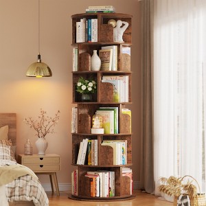 Aheaplus 6-tier Bookshelf for Home Office, 360 Rotating,  Corner Bookcase - 1 of 4