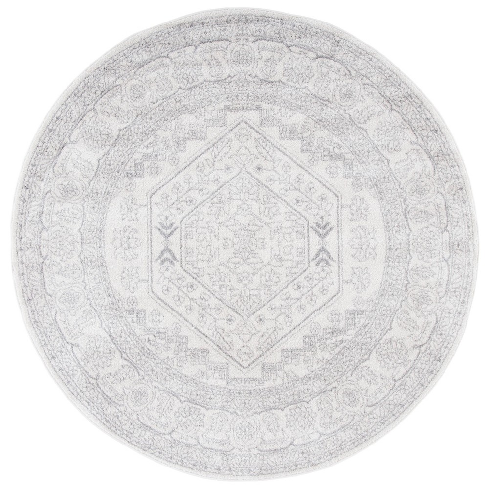 9' Round Medallion Loomed Area Rug Ivory/Silver - Safavieh