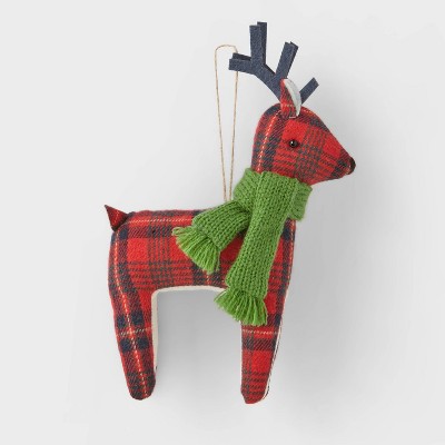 Reindeer Christmas Tree Ornament Plaid with Green Scarf - Wondershop™