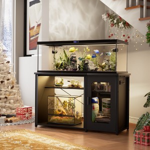 Besiost 55-75 Gallon Rectangle Aquarium Stand with Power Outlets & LED Light, Fish tank stand - 1 of 4