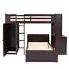 PAGED Simple Wooden Bunk Bed Loft Bed with Desk, Twin over Full Bed Frame with Storage Shelves, Ladder and Guardrail for Kids, Teens, Adults - 3 of 4