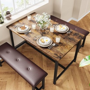 Jojoka Dining Table Set for 4, Small Kitchen Table Set with 2 Benches For Apartment, Studio - 1 of 4