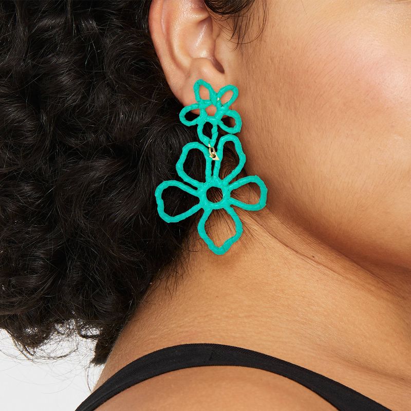 Post Two Flower Rafia Hollow Earrings - A New Day™, 3 of 5