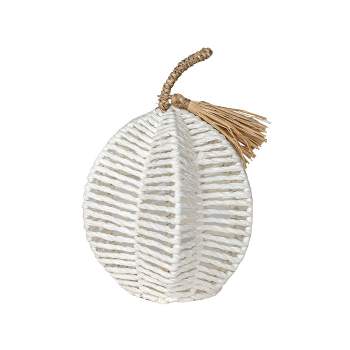 Decorative White Woven Rope Pumpkin on Metal Frame by Foreside Home & Garden
