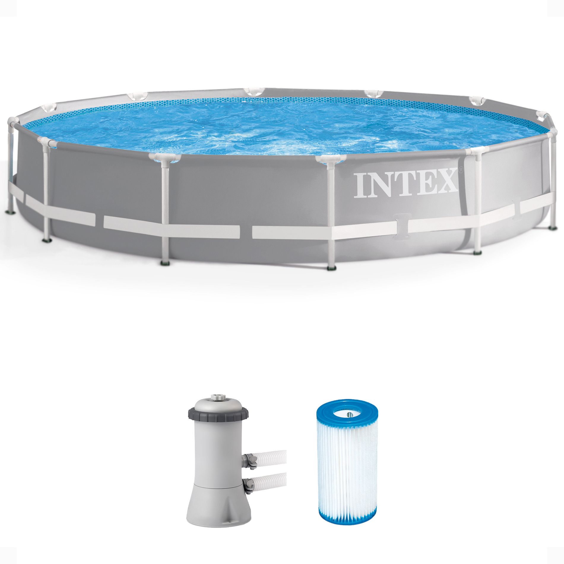 Intex 26711EH 12 foot x 30 inch Prism Frame Above Ground Swimming Pool with Pump