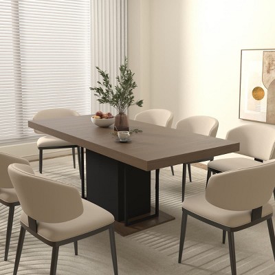 Rectangle Extendable Dining Table for 6-10 people, Modern Table with Thick Top and Sturdy Base, Ideal for Dining Room or Kitchen-Tanpinhause