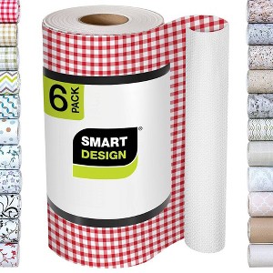 Smart Design Set of 6 12"x10ft Bonded Grip Shelf Liner Ruby Red Gingham: Non-Adhesive Classic Pattern for Kitchen & Dresser - 1 of 4