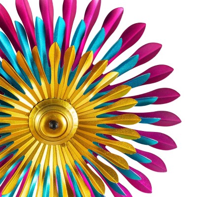 47" Multicolor Iron Daisy Wind Spinner Garden Stake
