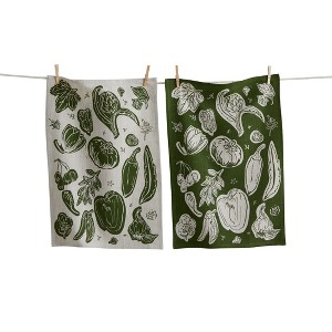 Tag Canyon Print Veggies Dishtowel Set - Olive Kitchen Towels, Machine Washable, 26" x 18" - Perfect for Everyday Use - 1 of 1