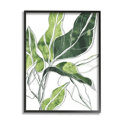 Stupell Industries Expressive Palm Linework Green Pop Detail