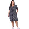 Agnes Orinda Women's Plus Size Comfort Pattern V Neck Short Sleeve Nightgowns - 3 of 4