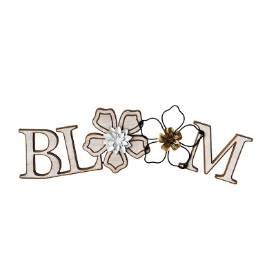 VIP Wood 24 in. White Bloom Flower Sign