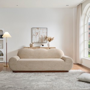 Christopher Knight Home Qevan 88" Modern 3-Seater Chenille Upholstered Round Arm Sofa with Curved Cloud Design - 1 of 4