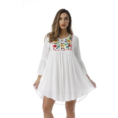 Riviera Sun Cold Shoulder Floral Embroidered Casual Dress