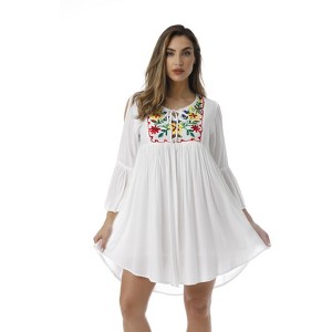 Riviera Sun Cold Shoulder Floral Embroidered Casual Dress - 1 of 3