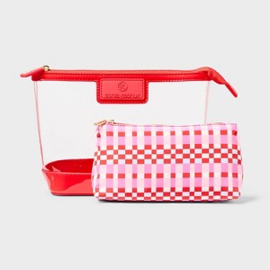 checkered travel makeup bag ZLFSRQ 3Pcs Cosmetic Bag Set Toiletry Bags for Purse Large Small Makeup Pouch for Women Cute Preppy Pencil Pouch Case Pink Zipper Skincare Bags : Beauty Holds most full size products Fashionable Checkered Design, Foldable Makeup