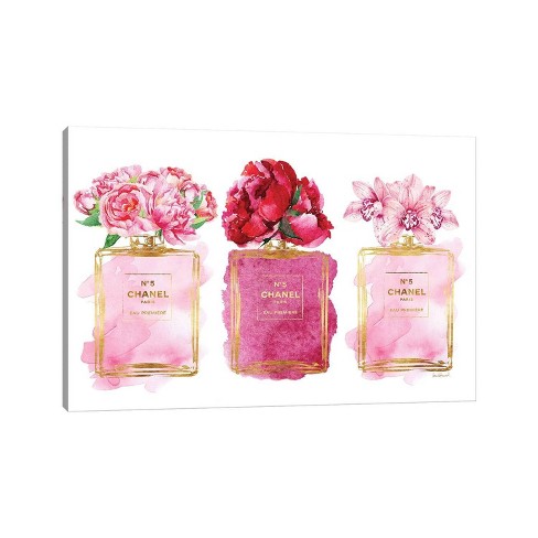 Three Perfume Bottles In Pink By Amanda Greenwood Unframed Wall Canvas -  Icanvas : Target