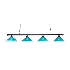 Toltec Lighting Oxford 4 - Light Island Pendant Light in  Matte Black with 16" Teal Crystal Shade - 1 of 1