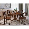 HomeStock 5-Piece Mahogany Finish Solid Wood Top Dining table with 4 Chairs with Slat Back - 2 of 4
