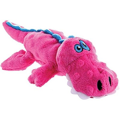 goDog Just For Me Gators Squeaky Plush Dog Toy, Chew Guard Technology - Pink, Mini