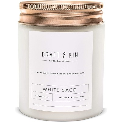 Craft & Kin Wood Wick, All-Natural Soy Aromatherapy Candle in Frosted Glass Jar 