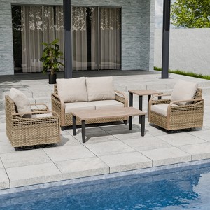 EAGLE PEAK Wicker Outdoor Patio Conversation Set - 1 of 4