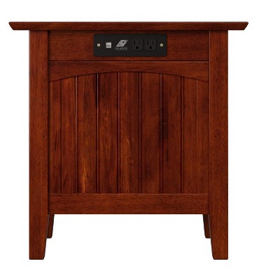 AFI Furnishings Nantucket Chair Side Table with Charging Station in Walnut
